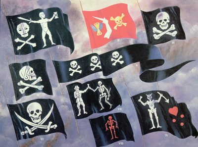 Bandeiras diversas utilizadas pelos Piratas Famosos (cor litho) de English School