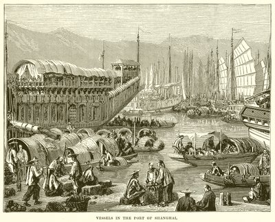 Navios no porto de Xangai de English School