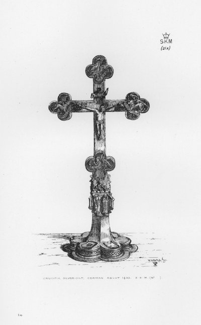 Victoria And Albert Museum: crucifixo, prata dourada, alemão por volta de 1400 de English School