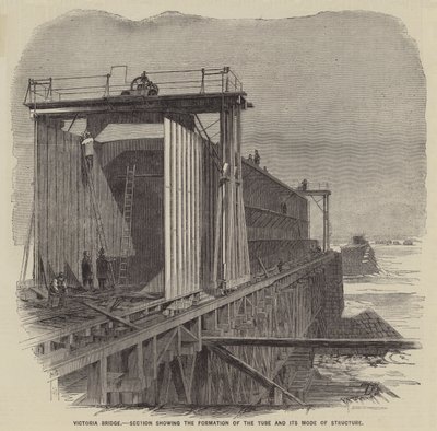 Ponte Victoria, secção mostrando a formação do tubo e o seu modo de estrutura (gravura) de English School