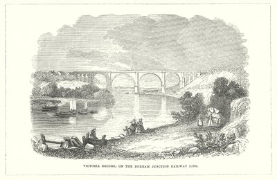 Ponte Victoria, na linha ferroviária de Durham Junction (gravura) de English School