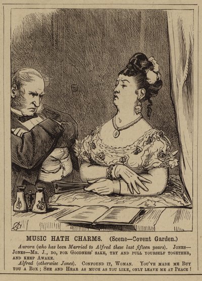 Casal vitoriano no Covent Garden Opera House, Londres (gravura) de English School