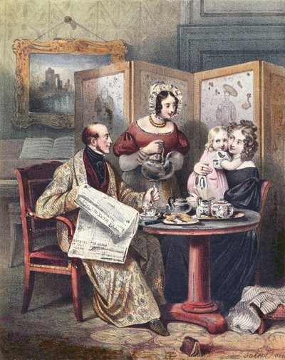 Família vitoriana no café da manhã, c.1840 de English School