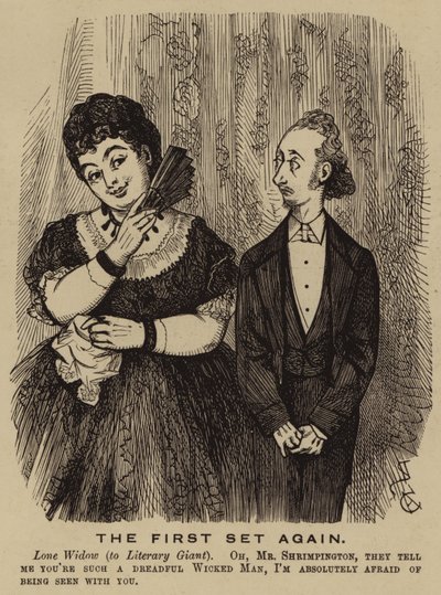 Viúva vitoriana a namoriscar com um autor (gravura) de English School