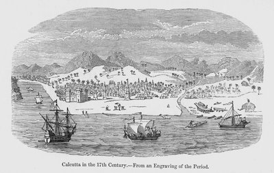 Vista de Calcutá tal como apareceu no século XVII (gravura) de English School