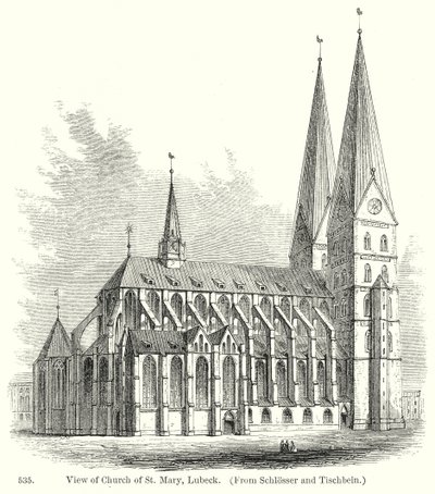 Vista da Igreja de Santa Maria, Lubeck (gravura) de English School