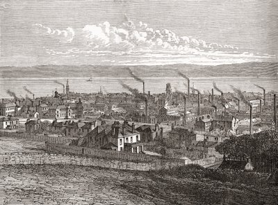Vista de Dundee, Escócia, de "Cities of the World", publicado em c.1893 (gravura) de English School