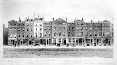 Vista de Onze Casas erigidas no local da antiga Bolsa na Costa, 1853 (desenho) de English School