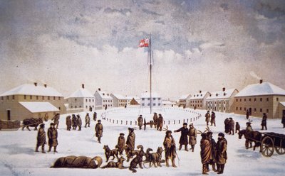 Vista de Fort Garry (cor litho) de English School