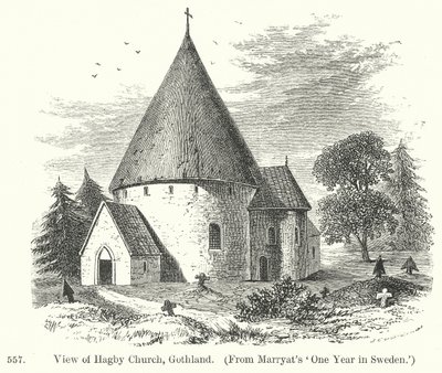 Vista da Igreja de Hagby, Gothland (gravura) de English School