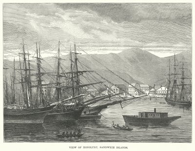 Vista de Honolulu, Ilhas Sandwich (gravura) de English School