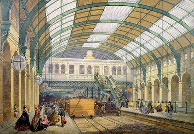 Vista da estação de metrô Kings Cross, c.1865 de English School