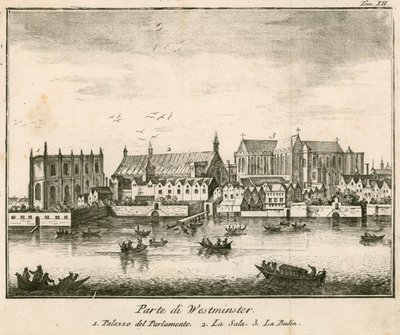 Vista, de, westminster, palácio, londres de English School
