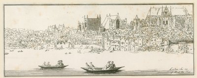 Vista do Palácio de Westminster, Londres, em 27 de março de 1652 de English School