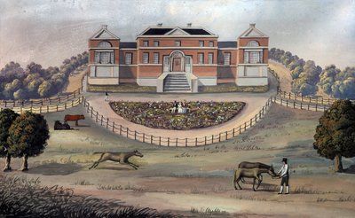Vista de uma Casa de Campo em um Parque, c.1825 (guache em papel) de English School