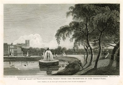 Vista, de, parte, de, westminster, levado, de, a, reservatório, em, a, parque verde de English School