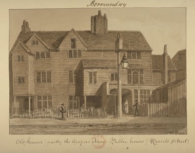 Vista do Coopers Arms Inn, Russell Street, 1828 (lavar no papel) de English School