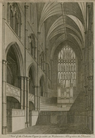Vista da Orquestra Órgão etc. erigida na Abadia de Westminster, Londres de English School