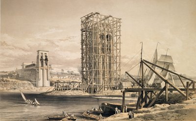 Vista da construção da Ponte Tubular Britannia de English School