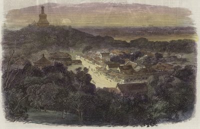 Vista dos jardins e do templo budista na Cidade Imperial de English School