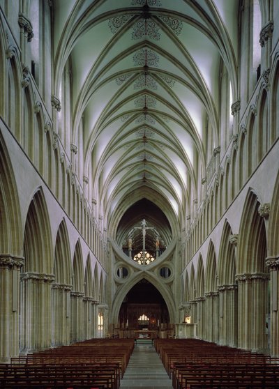 Vista da nave olhando para o leste, c.1180-1239 de English School