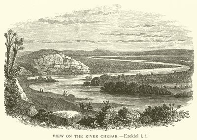 Vista sobre o rio Chebar, Ezequiel, i, i (gravura) de English School