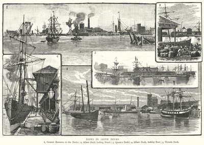 Vistas em Leith Docks (gravura) de English School