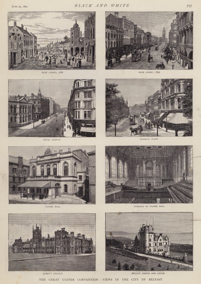 Vistas de Belfast, Ulster, Irlanda (litho) de English School