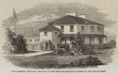 Villa Marina, Douglas, a Sede do Novo Tenente-Governador da Ilha de Man (gravura) de English School