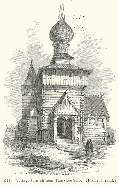 Igreja de aldeia perto de Tzarskoe Selo (gravura) de English School