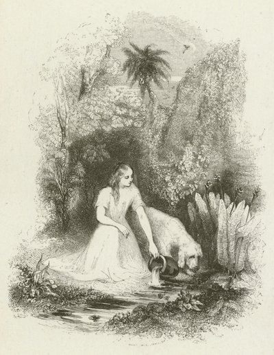 Virginia at the Fountain (gravura) de English School