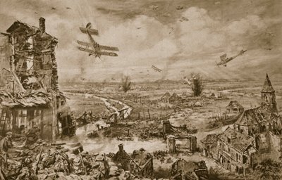 Impressão vívida da tremenda luta por Armentieres em abril de 1918, 1918-19 de English School