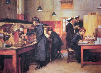 Operadoras de rádio e telefone da Marinha Real da Primeira Guerra Mundial (cor litho) de English School