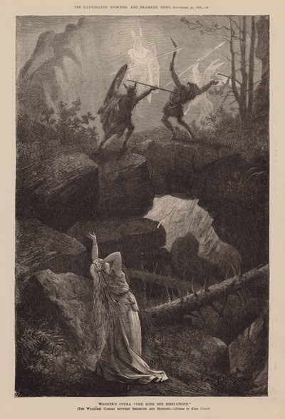 Ópera de Wagner "O Anel dos Nibelungos" (gravura) de English School