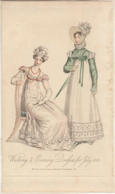 Andando e vestidos de noite para julho de 1818, 1818 de English School
