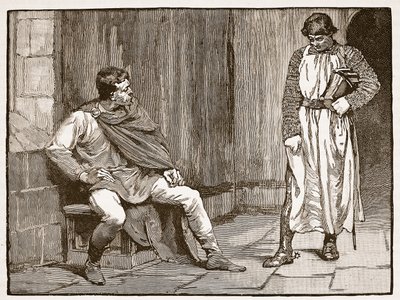 Confissão de Waltheofs, ilustração da história ilustrada de Cassells da Inglaterra (foto sépia) de English School