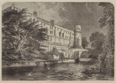 Castelo de Warwick, da Avon (gravura) de English School