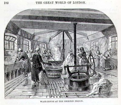 Wash-House na prisão de Brixton, de "The Criminal Prisons of London and Scenes of Prison Life" de Henry Mayhew (1812-87) e John Binny de English School