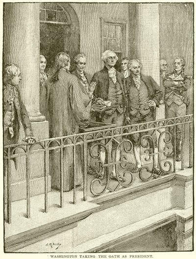 Washington fazendo o juramento como presidente de English School