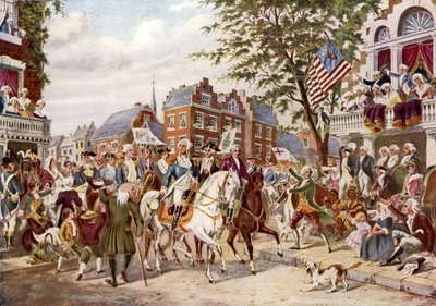 Entrada de Washington em Nova York, 23 de abril de 1789 de English School