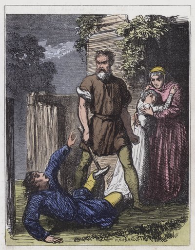 Wat Tyler and the Tax-Gatherer (gravura colorida) de English School