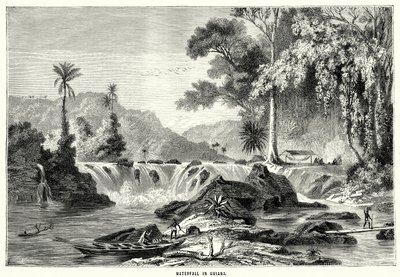Queda de água na Guiana (gravura) de English School