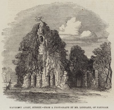 Abadia de Waverley, Surrey (gravura) de English School