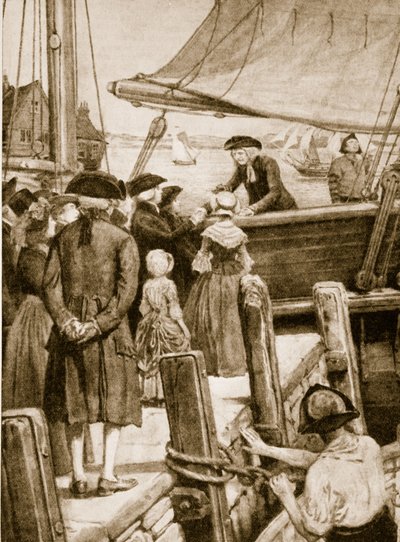 Wesley a bordo do Príncipe de Gales, em 1787, despedindo-se dos irlandeses de English School