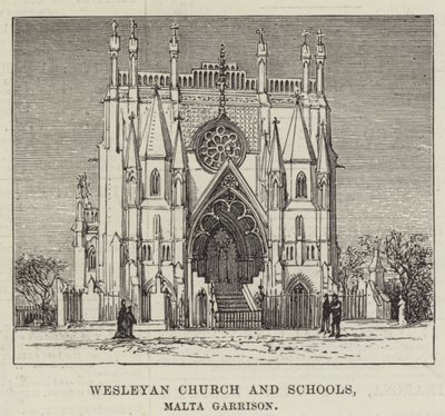 Wesleyan Church and Schools, Malta Garrison (gravura) de English School