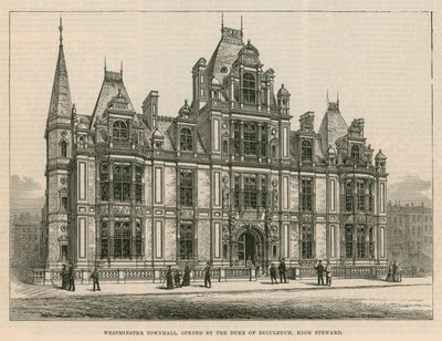 Câmara Municipal de Westminster, inaugurada pelo Duque de Buccleuch, alta Steward de English School