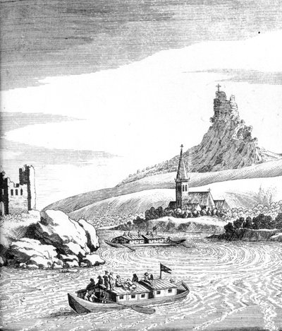Whirlpool no Danúbio, de uma conta de várias viagens por Edward Browne, publicado em 1677 de English School