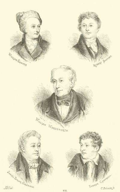 William Cowper, Robert Southey, William Wordsworth, Samuel Taylor Goleridge, Thomas Campbell de English School