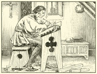 William Evesham Writing (tinta no papel) de English School
