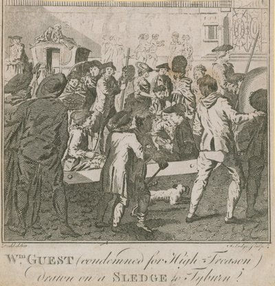 William Guest, condenado por alta traição, atraído por um trenó para Tyburn de English School